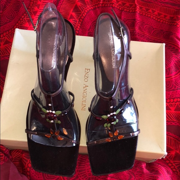 Enzo Angiolini Shoes - Never worn Enzo Angiolinj brown multijeweled heels